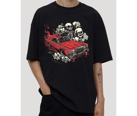 koszulka Red Car. T-shirt jakości premium SUB431 czarna koszulka oversize 100% bawełna